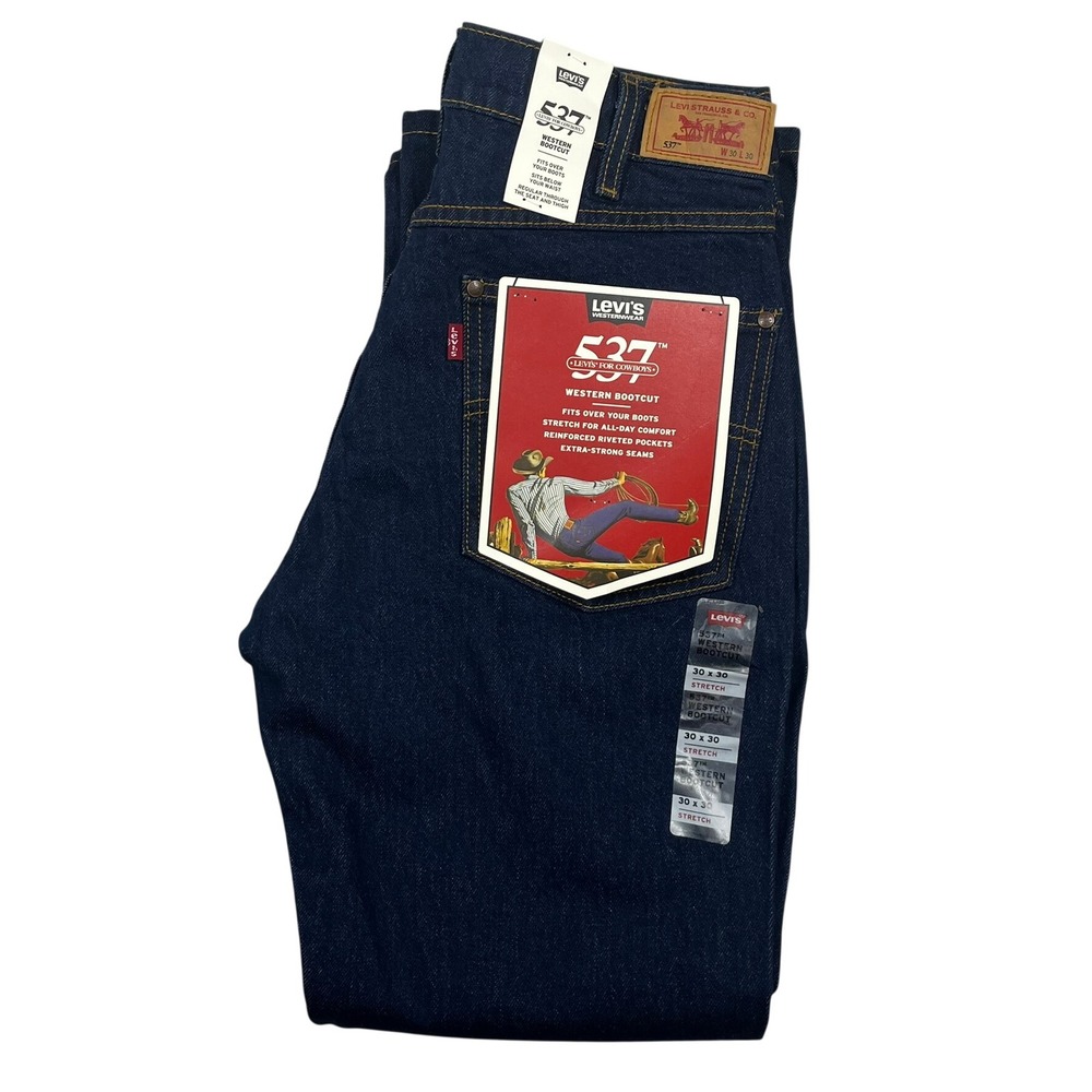 Levis 537 Western Bootcut Jeans Mens 30x30 Dark Wash Stretch Denim 000X1-0018
